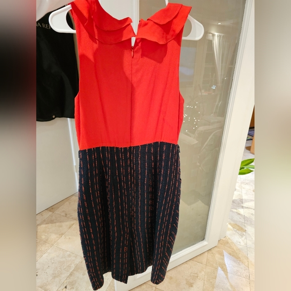 Eva Franco Bright Coral and Navy Dress - Picture 4 of 4